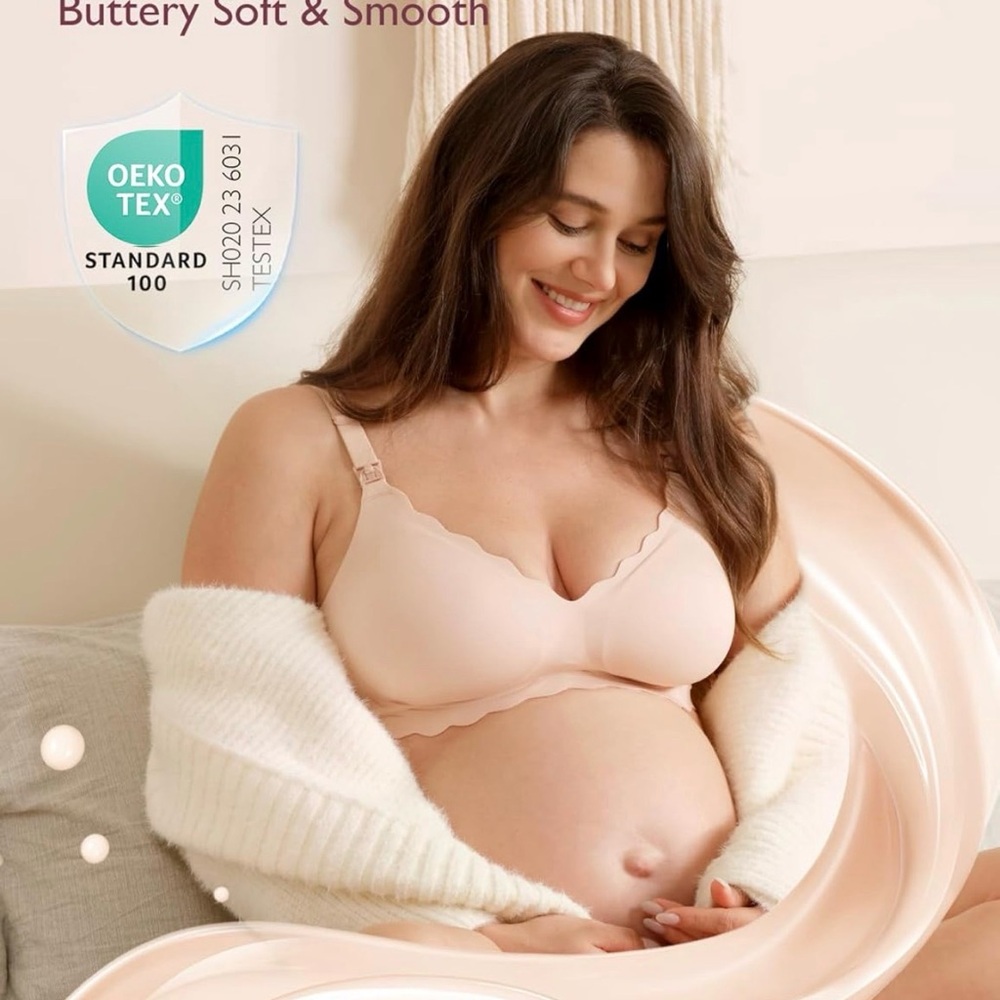 MomCozy Elegant Women's Nursing Bra Trio - Black, Cream, Tan.  2XL - Picture 2 of 8